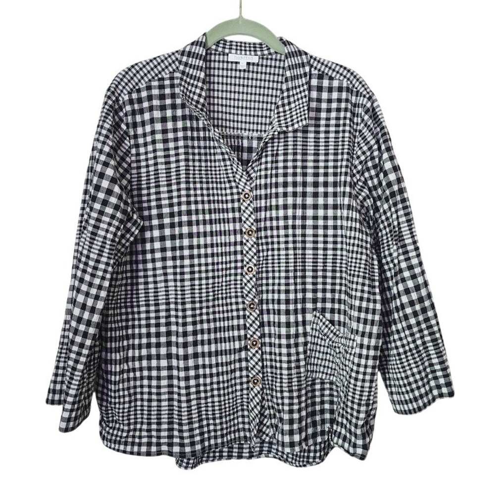 HABITAT Gingham‎ Check Relaxed Fit Button up Top Lagnelook Cottagecore Coastal L